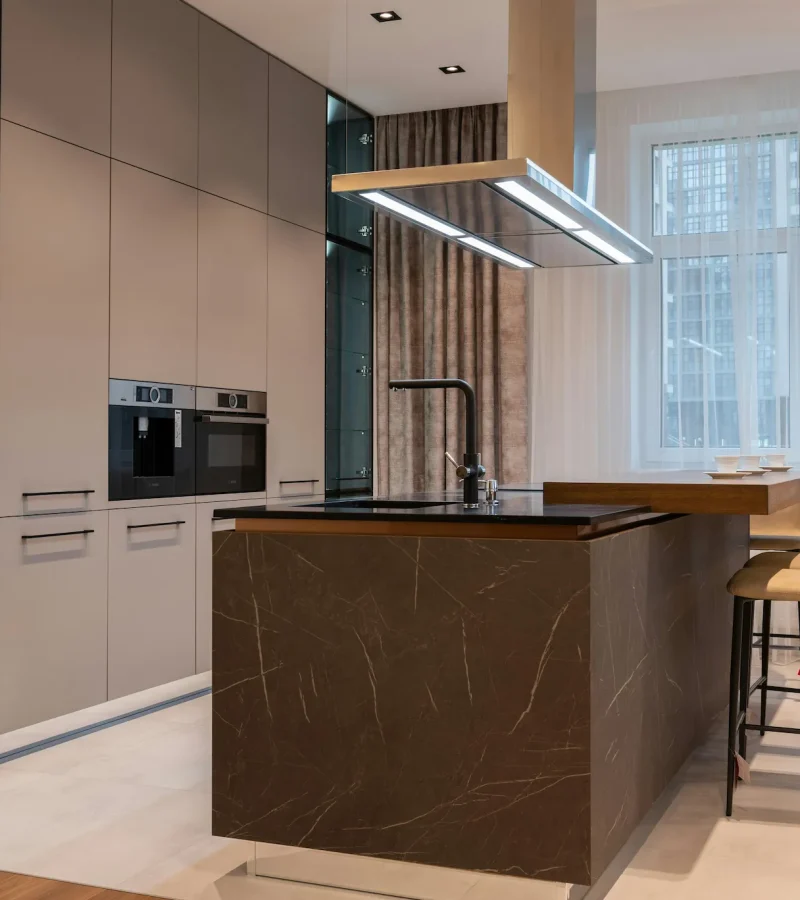 a recently complete kitchen upgrade featuring sleek off white cabinets & quartz countertop in issaquah wa